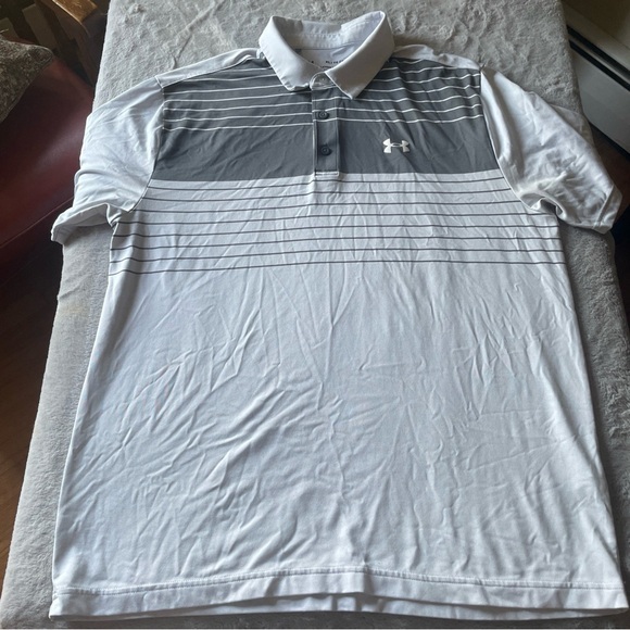 Under Armour Men's Gray Striped Polo Shirt XL the playoff polo - Picture 1 of 6